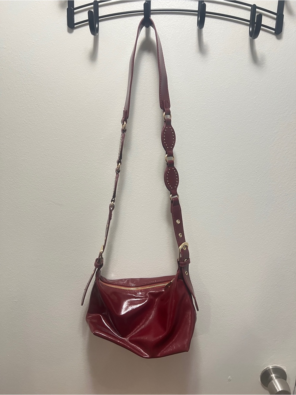Burgundy Leather Crossbody Shoulder Bag
